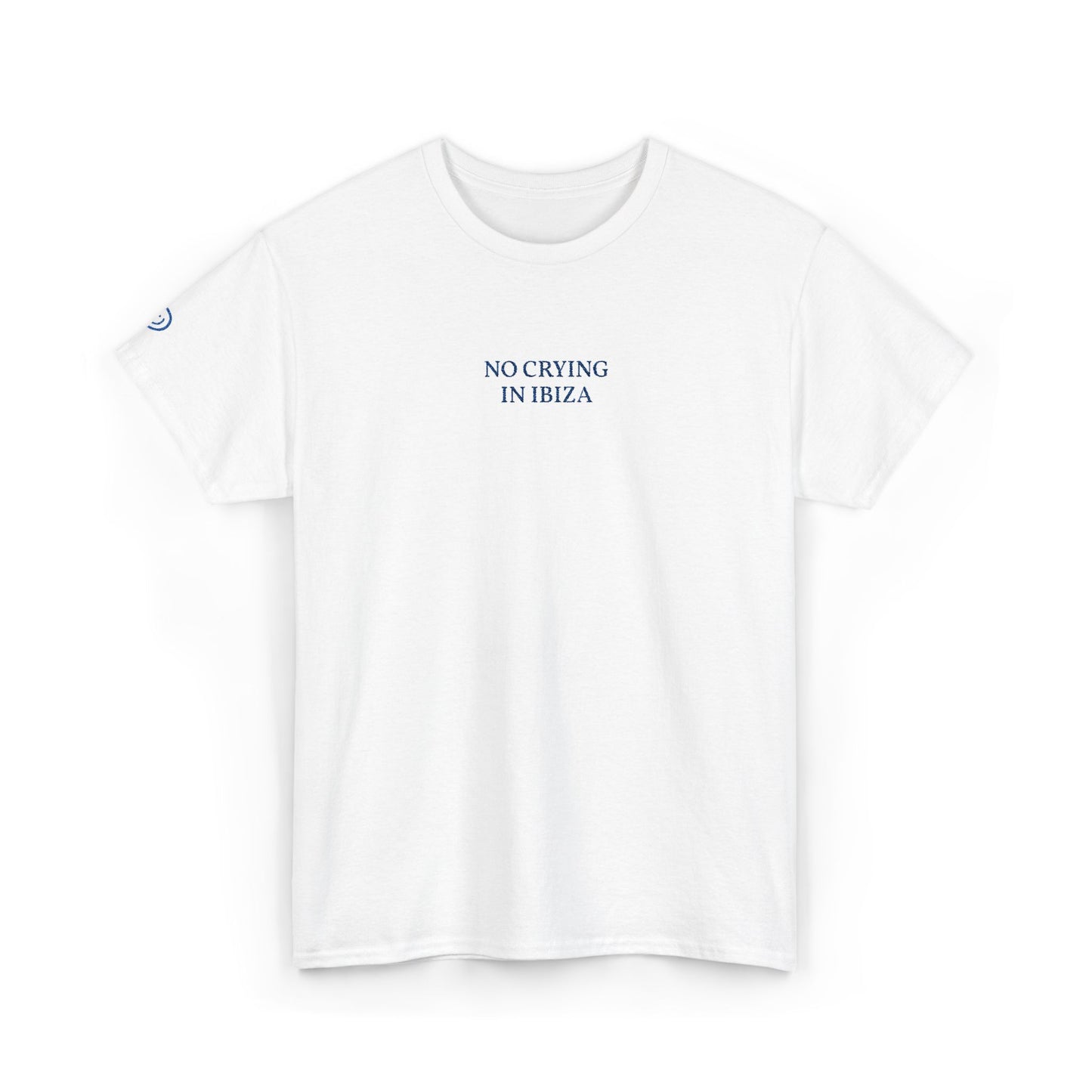 NO CRYING IN IBIZA (Blue Font)