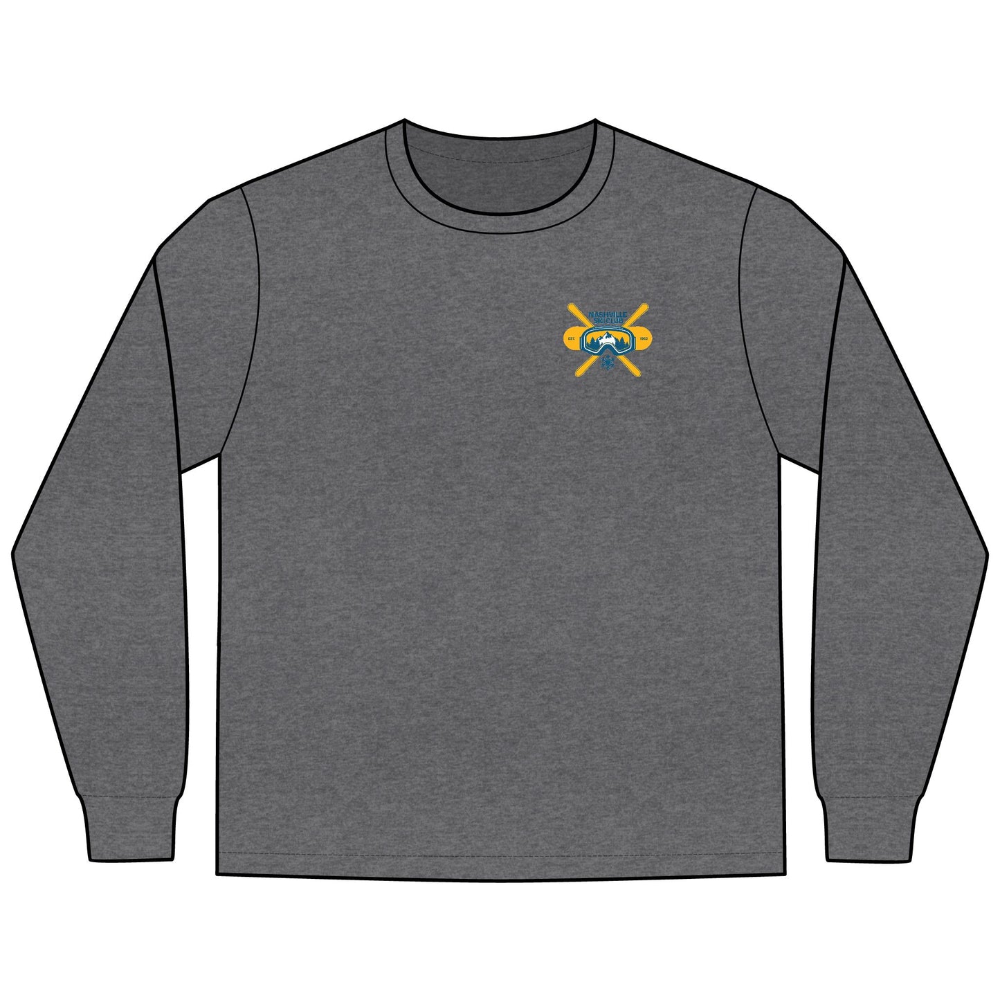 Nashville Ski Club Long-Sleeve T-Shirt — Vintage Skier Graphic