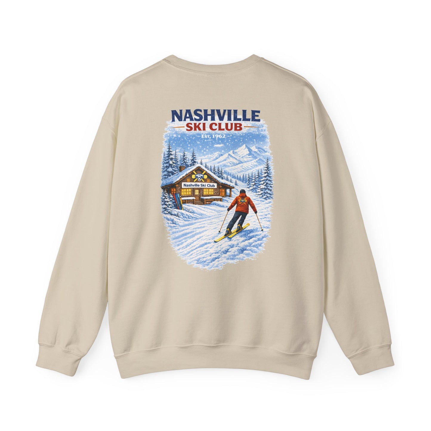 Nashville Ski Club Crewneck Sweatshirt — Vintage Skier Graphic