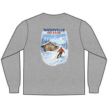 Nashville Ski Club Long-Sleeve T-Shirt — Vintage Skier Graphic