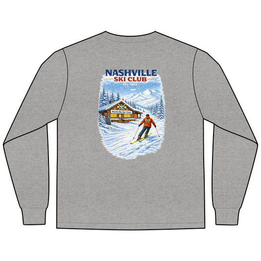 Nashville Ski Club Long-Sleeve T-Shirt — Vintage Skier Graphic