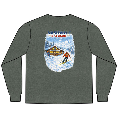Nashville Ski Club Long-Sleeve T-Shirt — Vintage Skier Graphic