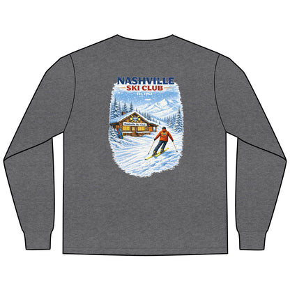 Nashville Ski Club Long-Sleeve T-Shirt — Vintage Skier Graphic